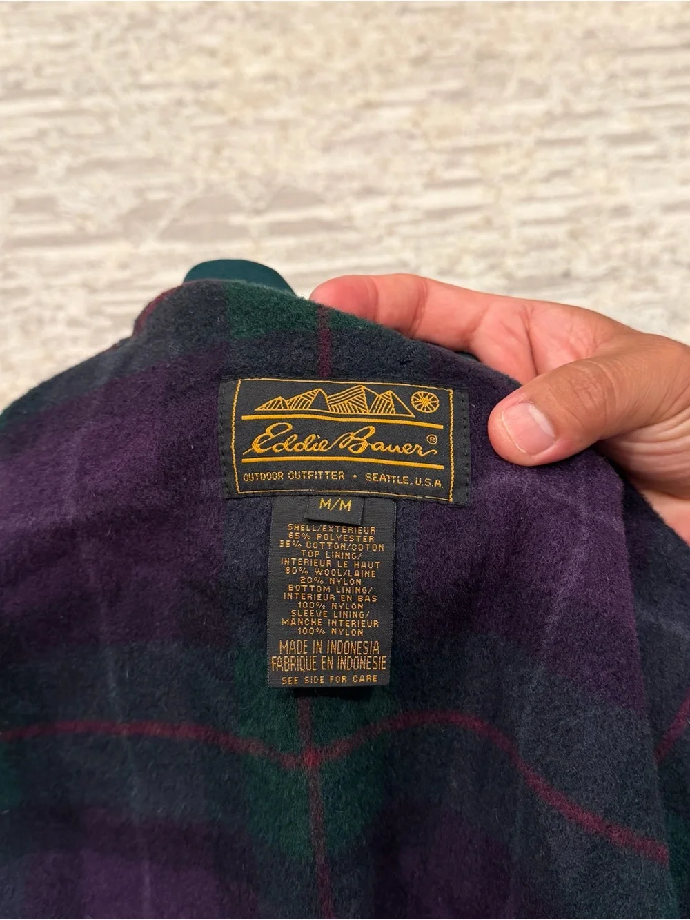 Vintage Eddie Bauer Wool Plaid Lined Chore Coat Men’s Medium Jacket Zip Button